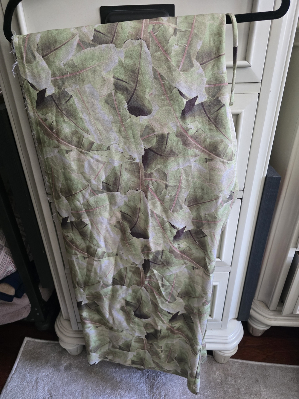 Baja East Botanical Leaf Print Easy Pant in Soft Greens, Rough Hewn